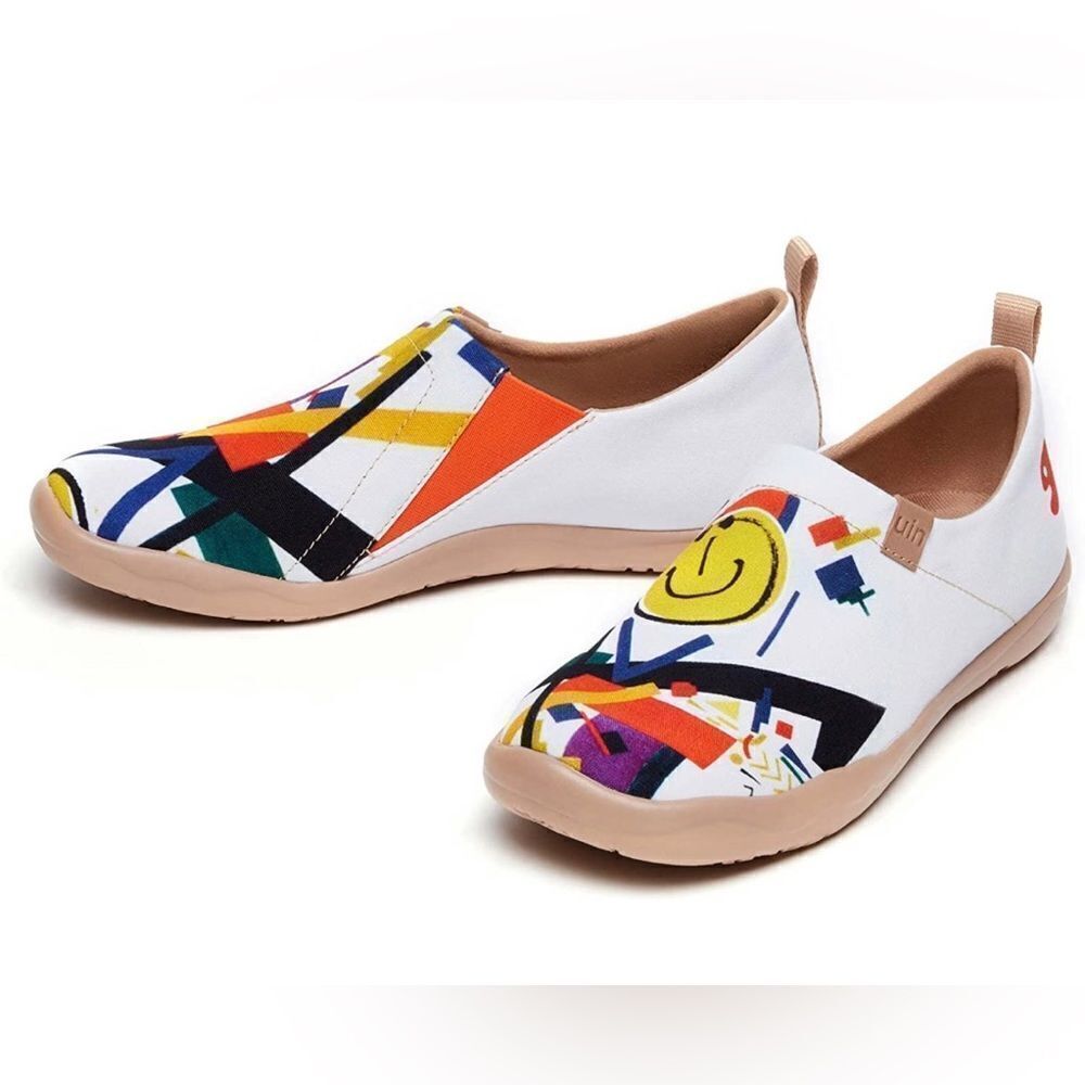 UIN Women's Slip Ons Lightweight Sneakers Walking Travel Shoes (Nice Meeting U) - Picture 4 of 7